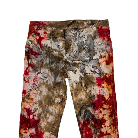 Custom Tie Dye & Marble Painted Moto Skinny Stretch Pants - Picture 3 of 3